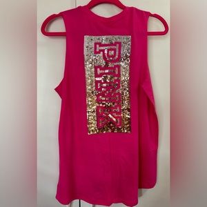 Pink Sequin Logo Tank Top